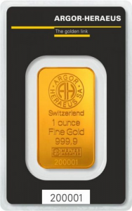 Sztabka złota 31,1 g Au999.9  - Heraues/Argor Heraues