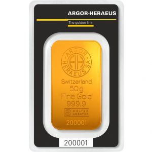 Sztabka złota -  50 g Au 999,9 Argor Heraues